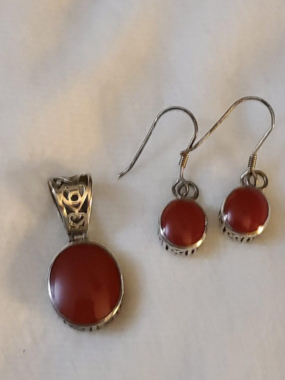 Silpada Red and Silver Pendant/Earrings Set